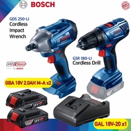BOSCH COMBO GDS 250-LI &amp; GSR 180-LI CORDLESS IMPACT WRENCH / DRILL DRIVER