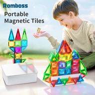 Romboss 3.75cm 26/40pcs Mini Magnetic Tiles Travel Set with Iron Box Educational Portable Magnet Toy