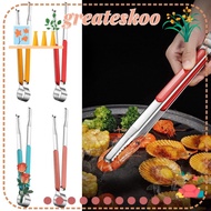 GREATESKOO Food Tongs, Stainless Steel BBQ Meat Bun Toast Bread Clamp, Household Buffet Clips Korean Utensil Tong Cooking Tongs Kitchen Tools