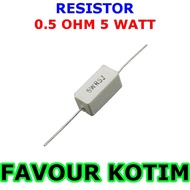 RESISTOR 0.5 OHM 5 WATT 5 PERCENT R 5W FVKOTIM CHALK