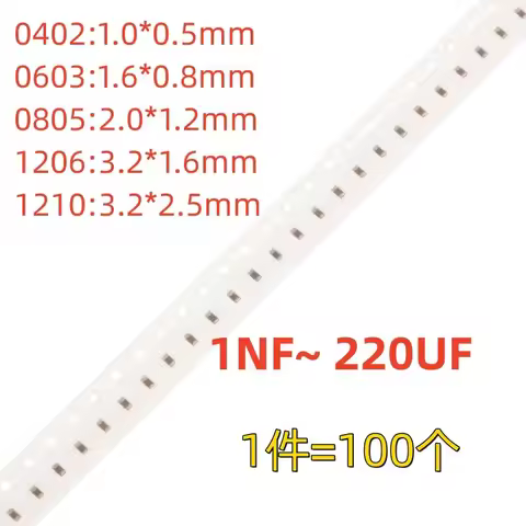 100pcs SMD Capacitor 0402 0603 0805 1206 1NF 2.2NF 4.7NF 10NF 22NF 47NF 68NF 100NF 220NF 470NF 680NF
