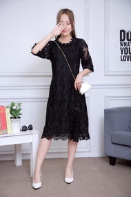 FONชุดเดรสลูกไม้ใส่ออกงาน ทรงยาว มีรอบอก38-40-42-44-46นิ้ว#B9889