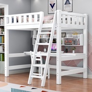 White Loft Bed Study Table Full Set Space Saving Child Double Decker Wood Loft Bed Convenient For St
