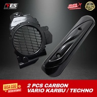 PACKAGE 2 PCS CARBON VARIO CARBON TECHNO • Radiator Vario Carburetor Techno Carbon + Exhaust Cover V