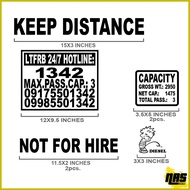 ❤ ◙ ♙ LTFRB TRUCKING TRANSPORT LOGISTICS SERVICES STICKER KEEP DISTANCE LTFRB HOTLINE CAPACITY FRAN