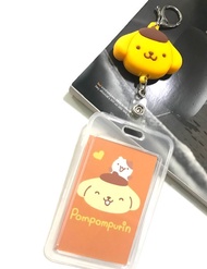 POM POM  ที่ห้อยบัตร พร้อมที่ใส่บัตร สายห้อยดึงยืดออกได้ ม้วนเก็บเอง มีก้ามปูสวยงาม ลาย POM POM ปอม 