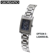 Giordano  Curvex Rectangle  Vintage Slim Quartz Couple Watch (All-Stainless Steel) G3240