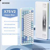 MCHOSE V2 X75สามโหมดคีย์บอร์ดแบบกลไกแบบไร้สายที่กำหนดเองโครงสร้างปะเก็นปลั๊กเอนกประสงค์กุญแจแบบเต็ม8
