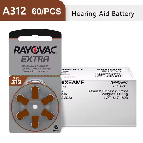 Hearing Aid Batteries A312 312A ZA312 312 PR41 RAYOVAC EXTRA 60 PCS Zinc Air Performance Hearing Aid