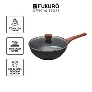 Fukuro Non-Stick Wok Pan with Lid Aluminium Core With Xylan Non-Stick Coating Wok Pan with Lid Kanze