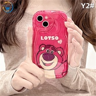 Trendycase Casing hp  iPhone 15 Pro Max iPhone 14 Plus 14 Pro Max iPhone 11 12 13 Pro Max XR IP X XS Max iPhone 6s 7 iPhone 8 6 Plus SE 2020 Lotso Strawberry Bear and Cute Dinosaur 3D Soft Wave Edge Glossy Back Silicone Kesing Case Covers