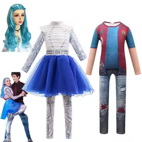 ❥❥❥Zombies 3 Addison alien Zed Kids Clothes Girls Cheerleader suit Cosplay Costume wigs Child Hallow