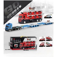 [New Model]3-Tier Container Truck Toy Assembled into a 1.7M Long Race Track with 4 Alloy Cars, Large