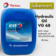 Hydraulic Oil 68 - ELF Hydraulic 68 18 Litre  - ELFOLNA DS 68 High Performance Hydraulic Oil (18 liters)