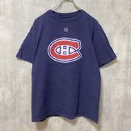 Used Reebok NHL Montreal Canadiens short-sleeved logo print T-shirt, navy, size L