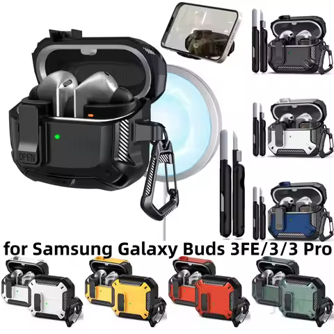 for Samsung Galaxy Buds 3 FE /Galaxy Buds 3Pro Carbon Fibre Case with Cleaning kit Security Lock Cov