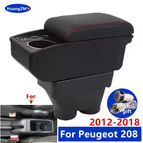 For Peugeot 208 Armrest Box For Peugeot 208 2012-2018 Car Armrest Double-layer Storage Box Dedicated