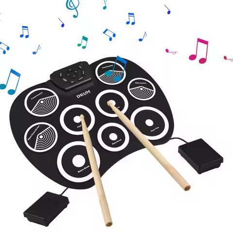 Electronic Drum Set Hand-rolled Drum 9-pad MIDI Interface Supports DTX Games Portable Drum Set Gifts