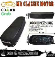 Jok CB100 Press Polos Sedang Carbon Kilap Hitam