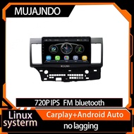 MUJAJNDO 10inch linux headunit for mitsubishi lancer support carplay android auto mirror link fm blu