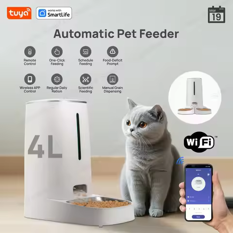 4L Automatic Pet Feeder for1/2Cats,WiFi Smart Feed Automatic Pet Feeder for Cats& Dogs,Timed Pet Foo