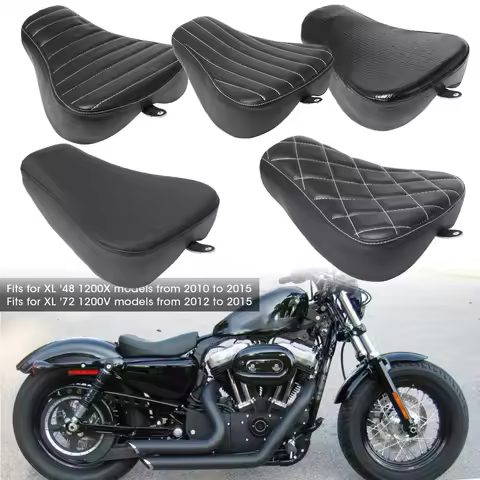 For Harley Sportster Forty Eight XL1200 883 72 48 Black Motorcycle Front Driver Leather Pillow Solo 