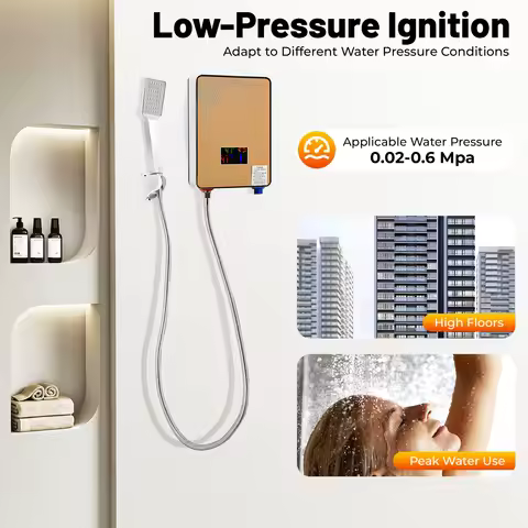 Instant Water Heaters with Hand Shower AC 110V 4500W Stainless Steel (7.32*2.24*10.91in) Wall-mounte