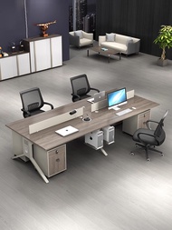 Minimalist Modern Qinlang Staff Table for 4 People Office Desk with Steel Frame Office Furniture Set