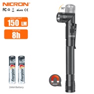 NICRONไฟฉายLED N73 Dual Fual Mag-สุทธิ90องศาหัวบิดปากการูปแบบไฟฉาย10840 Re-Chargeable 150Lumen IP65ก