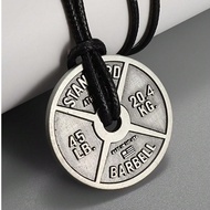 45LB Barbell Plate Necklace Pendant, Inspirational Fitness Bodybuilding Weight Lifting Jewelry For M