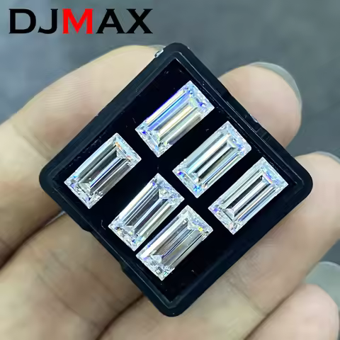 DJMAX 0.05-6ct Rare Rectangle Cut Moissanite Loose Stones Real D Color VVS1 Rectangle Shape Certifie