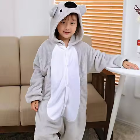 Kid Grey Koala Kigurumi Onesies Children Cartoon Anime Jumpsuit Clothes Costume Girl Boy Cute Animal