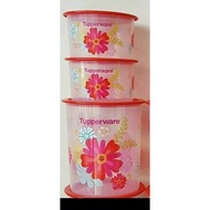 Tupperware Fortune Bloom One Touch 3pcs ( 600ml X2 , 2L X 1 )