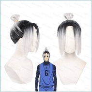 NS1 Anime BLUE LOCK Gin Gagamaru Cosplay Wig Black White Gradient Hair Fluffy Hairpiece Heat Resista