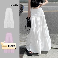 (KOL‘s pick) Lovito Casual Plain Basic Skirt for Women L85AD112 Lovito Rok Basic Polos Kasual untuk 