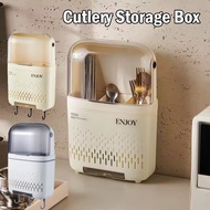 Cutlery Storage Box with Cover Wall Mounted Cultery Holder Utensil Organizer Spoon Chopsticks Holder
