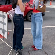 [PAPADON'TCRY]-Low Rise Jeans Low-Waist Straight-Leg