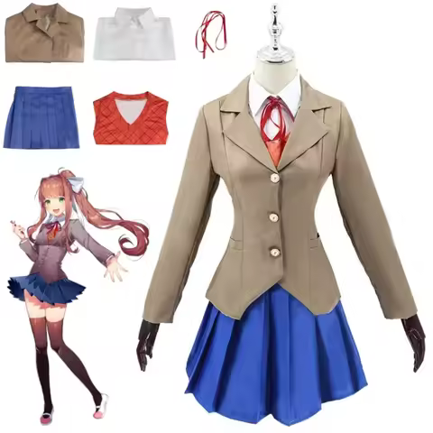 Game Doki Doki Literature Club Monika Cosplay Sayori Yuri Natsuki Cosplay Costume Wig Set School Uni