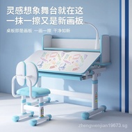 （in stock）Children's Study Desk Kindergarten Writing Desk Elementary School Student Study Table Hand Lifting Baby Study Table Cover...