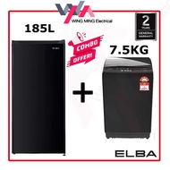 Combo Elba Single Door Refrigerator ER-Q1858(BK) 185L + Top Load Washing Machine EWT-R7503(BK) 7.5kg