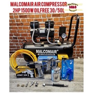 MALCOMAIR 1500W 2HP 30L/50L OIL FREE SILENT AIR COMPRESSOR/3HP 50L AIR COMPRESSOR MAL-50