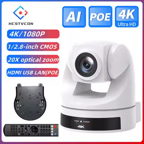 HCSTVCON USB3.0 HDMI LAN PTZ Camera 4K 20X Zoom Video Conference for Church Online Youtube Skype Liv