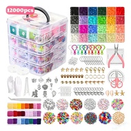 Complete set of creative jewelry and bracelet making tool kit - includes 12,000 pieces of accessorie