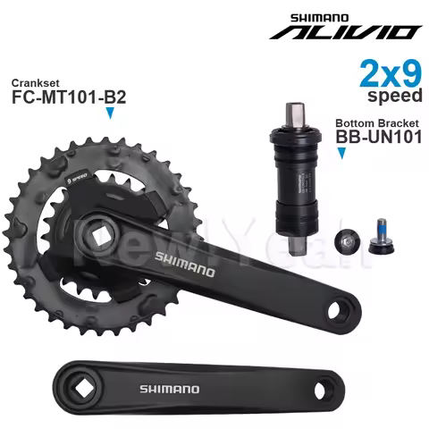 SHIMANO ALIVIO M3100 2x9 Speed Groupset include FC-MT101 Crankset and BB-UN100 BB-UN101 Bottom Brack