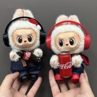 Labubu Coke Series Clothes Red Headphones Denim Suspenders Outfit Labubu Clothing DIY Accessories Ki