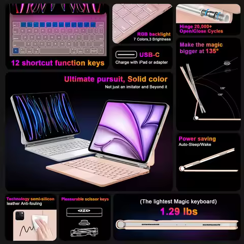 Magic Keyboard for iPad Pro 2024 Case iPad Air 2025 for iPad Pro 13 Pro 11 inch for iPad Air 4 Air 5
