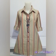 KEMEJA MERAH Blouse Tunic Shirt Women Stripes Shirt Women Long Sleeve - Red navy LD108cm X3I8 Women'