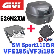 Combo Set Monorack Rapido ABS BOX GIVI E26N2XW SYM SM SPORT 110R SM SPORT 110E VFE185 VF3I185 SMSPOR