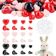 BENECREAT 1box 120 sets 12 style Plastic Heart Safety Noses with Spacer for Making Mixed color 7-13x