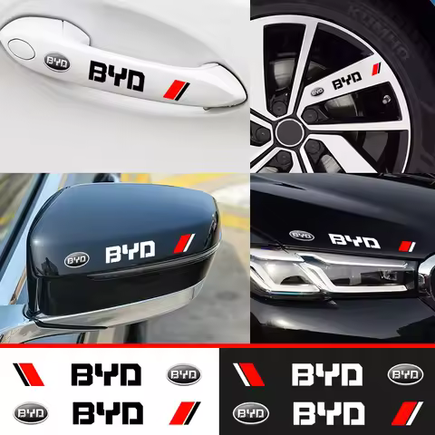 4Pc Auto Decoration Car Door Handle Logo Stickers Rearview Mirror Decals For BYD S6 S7 S8 F3 F6 F0 M